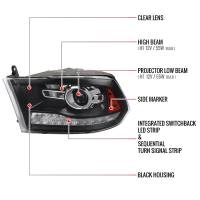 Spec'D Tuning Products - Spec-D 2009-2018 Dodge RAM 1500 / 2019-2021 RAM Classic / 2010-2018 RAM 2500 3500 Switchback Sequential LED Bar Projector Headlights (Matte Black Housing/Clear Lens) - Image 6