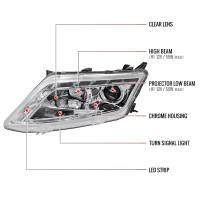 Spec'D Tuning Products - Spec-D 2010-2012 Ford Fusion Projector Headlights w/ LED Light Strip (Chrome Housing/Clear Lens) - Image 6