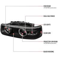 Spec'D Tuning Products - Spec-D 1999-2002 Chevrolet Silverado/ 2000-2006 Tahoe Suburban Dual Halo Projector Headlights (Matte Black Housing/Clear Lens) - Image 5