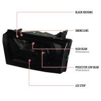 Spec'D Tuning Products - Spec-D 1999-2004 Ford F-250/F-350/F-450/F-550/Excursion Projector Headlights w/ SMD LED Light Strip (Black Housing/Smoke Lens) - Image 7