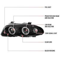 Spec'D Tuning Products - Spec-D 1999-2001 BMW E46 3 Series Sedan Dual Halo Projector Headlights (Matte Black Housing/Clear Lens) - Image 6