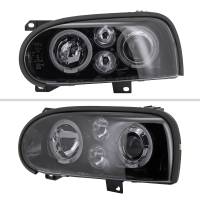 Spec'D Tuning Products - Spec-D 1993-1998 Volkswagen Golf Mk3/Cabrio Dual Halo Projector Headlights (Glossy Black Housing/Smoke Lens) - Image 4