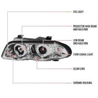 Spec'D Tuning Products - Spec-D 1999-2001 BMW E46 3 Series Sedan Dual Halo Projector Headlights (Chrome Housing/Clear Lens) - Image 6