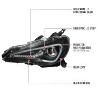 Spec'D Tuning Products - Spec-D 2012-2017 Toyota 86 Scion FR-S LED Bar Projector Headlights w/ Sequential Turn Signal Lights (Matte Black Housing/Clear Lens) - Image 6