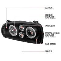 Spec'D Tuning Products - Spec-D 1993-1998 Volkswagen Golf Mk3/Cabrio Dual Halo Projector Headlights (Matte Black Housing/Clear Lens) - Image 6