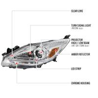 Spec'D Tuning Products - Spec-D 2010-2013 Mazda 3 Projector Headlights w/ LED Light Strip (Chrome Housing/Clear Lens) - Image 6