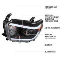 Spec'D Tuning Products - Spec-D 2014-2021 Toyota Tundra LED Switchback Sequential Turn Signal LED Bar Projector Headlights (Matte Black Housing/Clear Lens) - Image 6