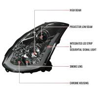 Spec'D Tuning Products - Spec-D 2003-2007 Infiniti G35 Coupe LED Bar Projector Headlights w/ Sequential Turn Signals (Chrome Housing/Smoke Lens) - Image 6
