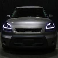 Spec'D Tuning Products - Spec-D 2010-2011 Kia Soul Projector Headlights w/ LED Light Bar & LED Turn Signal Lights (Glossy Black Housing/Smoke Lens) - Image 7
