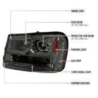 Spec'D Tuning Products - Spec-D 2002-2009 Chevrolet Trailblazer Projector Headlights w/ LED Light Strip (Chrome Housing/Smoke Lens) - Image 6