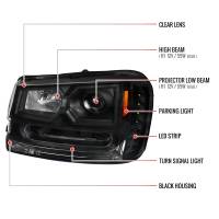Spec'D Tuning Products - Spec-D 2002-2009 Chevrolet Trailblazer Projector Headlights w/ LED Light Strip (Matte Black Housing/Clear Lens) - Image 6