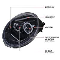 Spec'D Tuning Products - Spec-D 1998-2005 Volkswagen Beetle Halo Projector Headlights (Glossy Black Housing/Smoke Lens) - Image 6