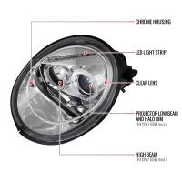 Spec'D Tuning Products - Spec-D 1998-2005 Volkswagen Beetle Halo Projector Headlights (Chrome Housing/Clear Lens) - Image 6