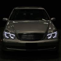 Spec'D Tuning Products - Spec-D 2001-2007 Mercedes Benz W203 C Class Sedan Projector Headlights w/ LED Light Bar & LED Turn Signal Lights (Chrome Housing/Clear Lens) - Image 7
