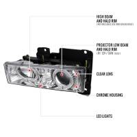 Spec'D Tuning Products - Spec-D 1988-1999 Chevrolet  C/K C10/Blazer/Tahoe/Yukon/Sierra/Silverado Dual Halo Projector Headlights (Chrome Housing/Clear Lens) - Image 7