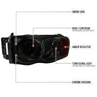 Spec'D Tuning Products - Spec-D 2002-2005 Dodge RAM 1500/ 2003-2005 RAM 2500 3500 Factory Style Headlights (Chrome Housing/Smoke Lens) - Image 6