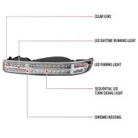Spec'D Tuning Products - Spec-D 1999-2007 GMC Sierra/Yukon/Yukon XL Bumper Lights w/ Sequential Turn Signal Lights (Chrome Housing/Clear Lens) - Image 6