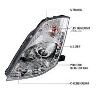 Spec'D Tuning Products - Spec-D 2006-2009 Nissan 350Z SMD LED Light Strip Projector Headlights (Chrome Housing/Clear Lens) - Image 6