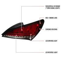 Spec'D Tuning Products - Spec-D 2010-2016 Hyundai Genesis Coupe White Bar Sequential LED Tail Lights (Chrome Housing/Red Smoke Lens) - Image 6