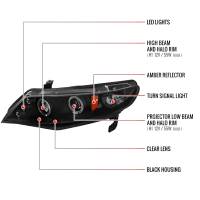 Spec'D Tuning Products - Spec-D 2006-2011 Honda Civic Sedan Dual Halo Projector Headlights (Matte Black Housing/Clear Lens) - Image 6