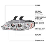 Spec'D Tuning Products - Spec-D 1992-1995 Honda Civic Dual Halo Projector Headlights (Chrome Housing/Clear Lens) - Image 6