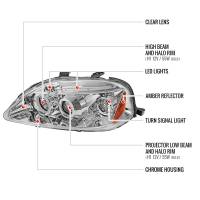 Spec'D Tuning Products - Spec-D 1999-2000 Honda Civic Dual Halo Projector Headlights (Chrome Housing/Clear Lens) - Image 6