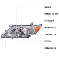 Spec'D Tuning Products - Spec-D 2010-2011 Toyota Camry Projector Headlights w/ Amber Reflectors (Chrome Housing/Clear Lens) - Image 6