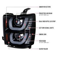 Spec'D Tuning Products - Spec-D 2014-2015 Chevrolet Silverado 1500 LED U-Bar Projector Headlights w/ LED Turn Signal Lights (Glossy Black Housing/Smoke Lens) - Image 6