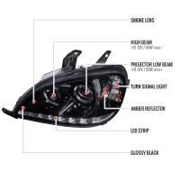 Spec'D Tuning Products - Spec-D 1998-2001 Mercedes Benz W163 ML Class Projector Headlights w/ SMD LED Light Strip (Glossy Black Housing/Smoke Lens) - Image 6