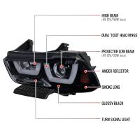 Spec'D Tuning Products - Spec-D 2011-2014 Dodge Charger Dual LED U-Bar Projector Headlights (Glossy Black Housing/Smoke Lens) - Image 6