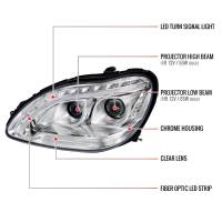 Spec'D Tuning Products - Spec-D 1998-2006 Mercedes Benz W220 S Class LED Bar Projector Headlights w/ LED Turn Signal Lights (Chrome Housing/Clear Lens) - Image 6
