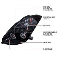 Spec'D Tuning Products - Spec-D 2003-2005 Nissan 350Z Dual Halo Projector Headlights (Glossy Black Housing/Smoke Lens) - Image 6