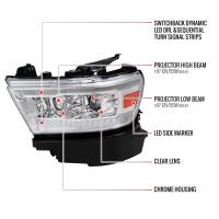 Spec'D Tuning Products - Spec-D 2019-2022 Dodge RAM 1500 Switchback Sequential LED Turn Signal Projector Headlights (Chrome Housing/Clear Lens) - Image 6