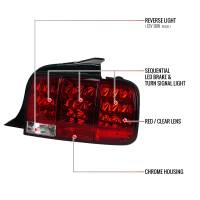 Spec'D Tuning Products - Spec-D 2005-2009 Ford Mustang Sequential LED Tail Lights (Chrome Housing/Red Lens) - Image 7