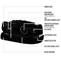 Spec'D Tuning Products - Spec-D 1999-2002 Chevrolet Silverado/ 2000-2006 Chevrolet Tahoe/Suburban Dual Halo Projector Headlights with LED Sequential Turn Signal Bumper Lights (Black Housing/Smoke Lens) - Image 6