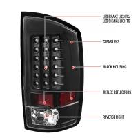 Spec'D Tuning Products - Spec-D 2002-2006 Dodge RAM V2 LED Tail Lights (Matte Black Housing/Clear Lens) - Image 6