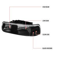 Spec'D Tuning Products - Spec-D 1999-2002 Chevrolet Silverado/ 2000-2006 Suburban/Tahoe Factory Style Headlights with LED Bumper Corner Signal Lights (Matte Black Housing/Clear Lens) - Image 3