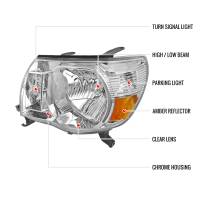 Spec'D Tuning Products - Spec-D 2005-2011 Toyota Tacoma Factory Style Headlights (Chrome Housing/Clear Lens) - Image 6