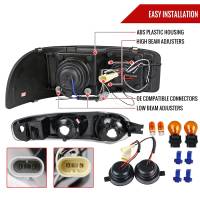 Spec'D Tuning Products - Spec-D 2001-2006 GMC Yukon + XL Denali/ 2002-2006 GMC Sierra Denali Dual Halo Projector Headlights w/ Bumper Lights (Jet Black Housing/Clear Lens) - Image 5