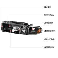 Spec'D Tuning Products - Spec-D 1991-1996 Chevrolet Caprice / 1994-1996 Impala Factory Style Crystal Headlights w/ Corner Signal Lights (Matte Black Housing/Clear Lens) - Image 6