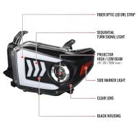 Spec'D Tuning Products - Spec-D 2014-2021 Toyota Tundra LED C-Bar Projector Headlights w/ Sequential Arrow Turn Signals (Matte Black/Clear Lens) - Image 6