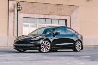 Rally Armor - Rally Armor 17+ Tesla Model 3 UR Black Mud Flap w/ Dark Grey Logo - Image 2