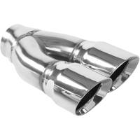 MagnaFlow Exhaust Products - MagnaFlow Tip Stainless Double Wall Round Dual Outlet Polished 3in DIA 2.25in Inlet 9.75in Length - Image 1