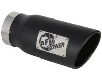 aFe Diesel Exhaust Tip Black- 4 in In x 5 out X 12 in Long Bolt On (Right)