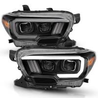 ANZO Headlights, Tail Lights and More  - ANZO 2016-2017 Toyota Tacoma Projector Headlights w/ Plank Style Design Black/Amber w/ DRL - Image 2