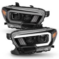 ANZO Headlights, Tail Lights and More  - ANZO 2016-2017 Toyota Tacoma Projector Headlights w/ Plank Style Switchback Black w/ Amber w/ DRL - Image 2