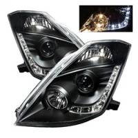 Spyder Auto - Spyder Nissan 350Z 03-05 Projector Headlights Halogen Model Only - DRL Black PRO-YD-N350Z02-DRL-BK - Image 1