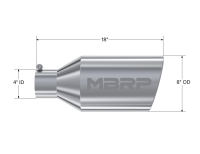 MBRP Exhaust - MBRP Universal Tip 8in O.D. Rolled End 4in inlet 18in length T304 - Image 2