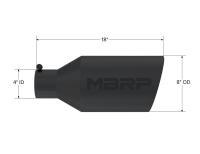 MBRP Exhaust - MBRP Universal Tip 8in O.D. Rolled End 4in inlet 18in length Black - Image 2