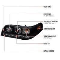 Spec'D Tuning Products - Spec-D 1998-2011 Ford Crown Victoria Projector Headlights w/ LED Light Strip (Matte Black Housing/Clear Lens) - Image 6